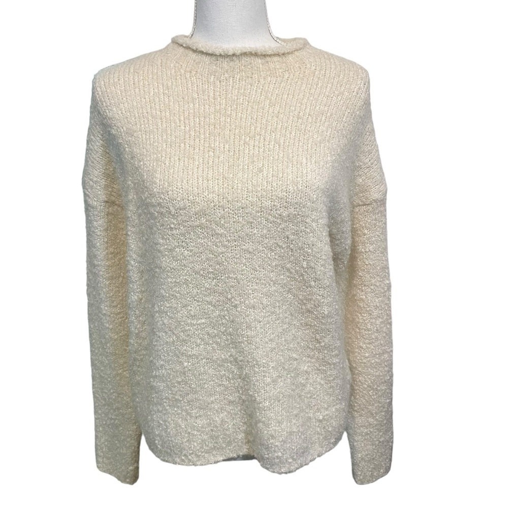 J. Crew Wool Blend Off White Fuzzy Sweater.  Size M